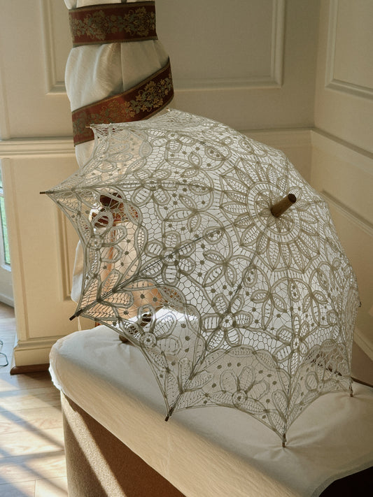Lace and Wood Sun Umbrella