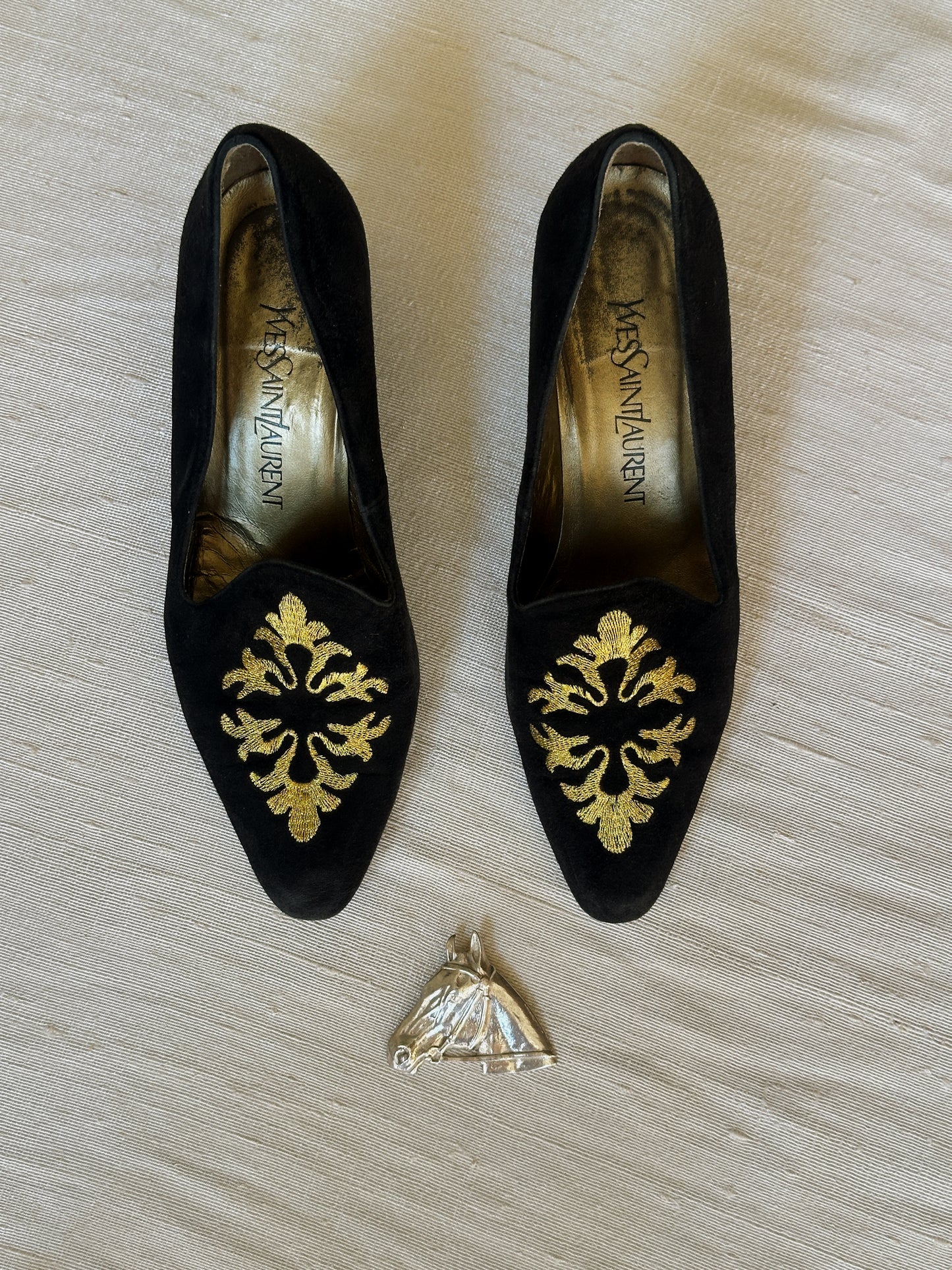 Yves Saint Laurent Black Suede Pumps