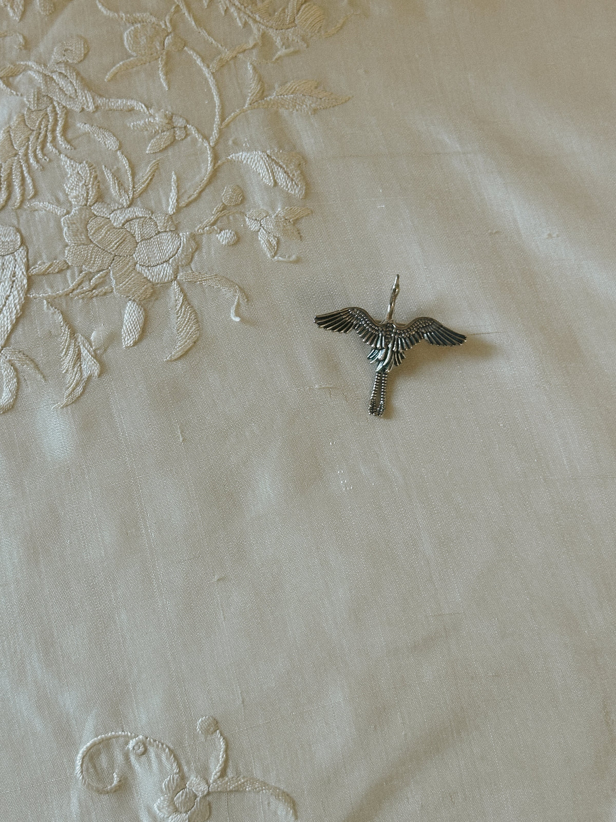 Sterling Crane Brooch