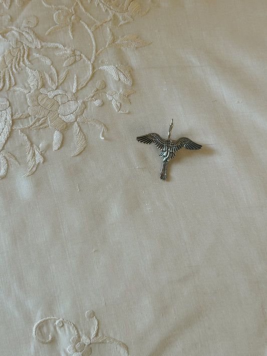 Sterling Crane Brooch