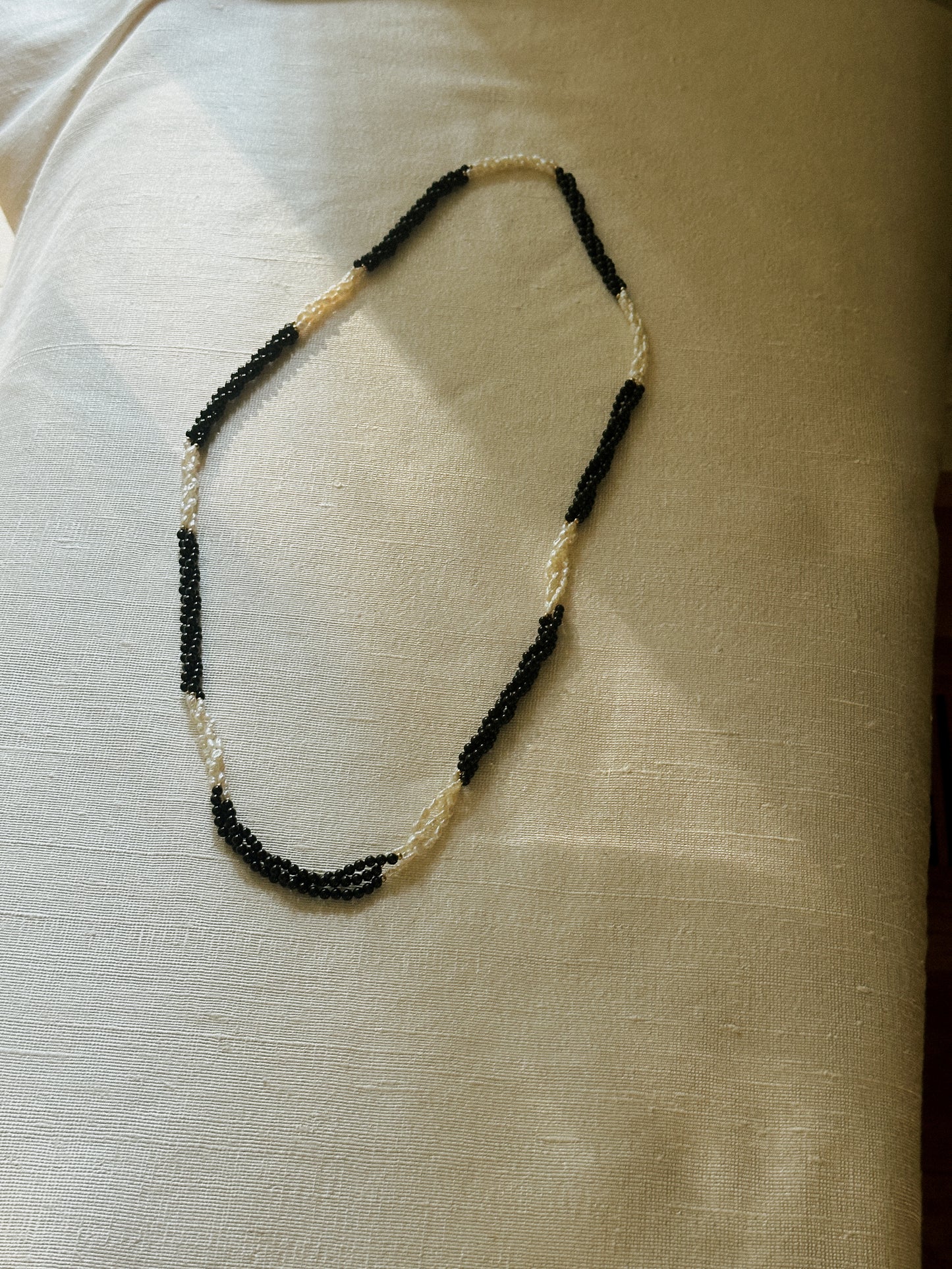 Black Bead and Pearl Multi Strand Necklace
