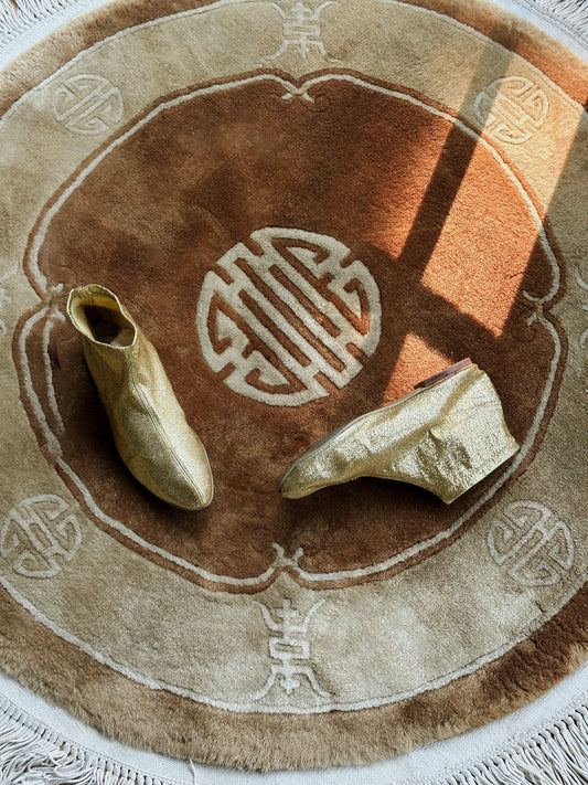 1970s Gold Lamé Stretch Booties