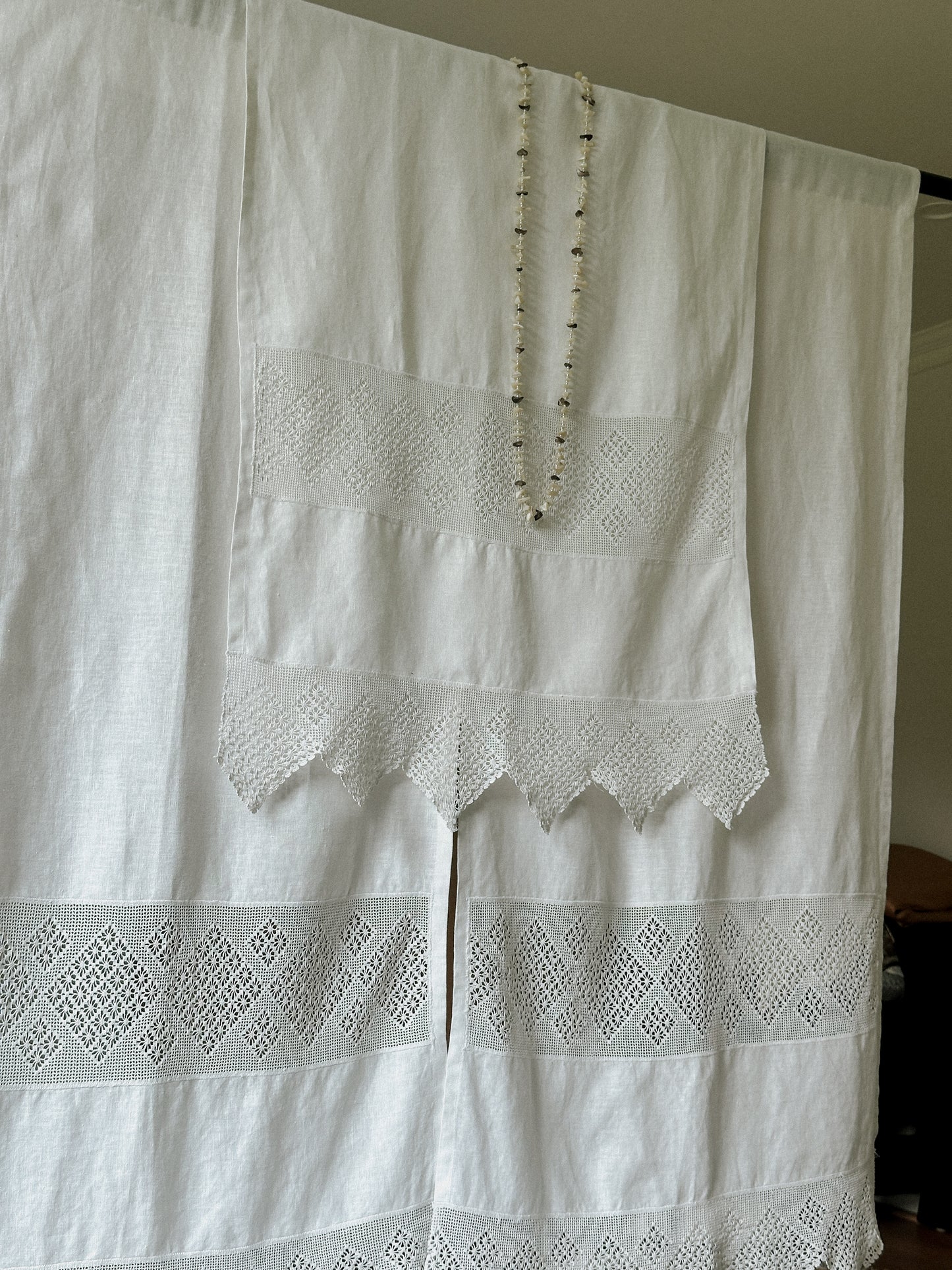 Portuguese Linen & Lace Curtain Panels