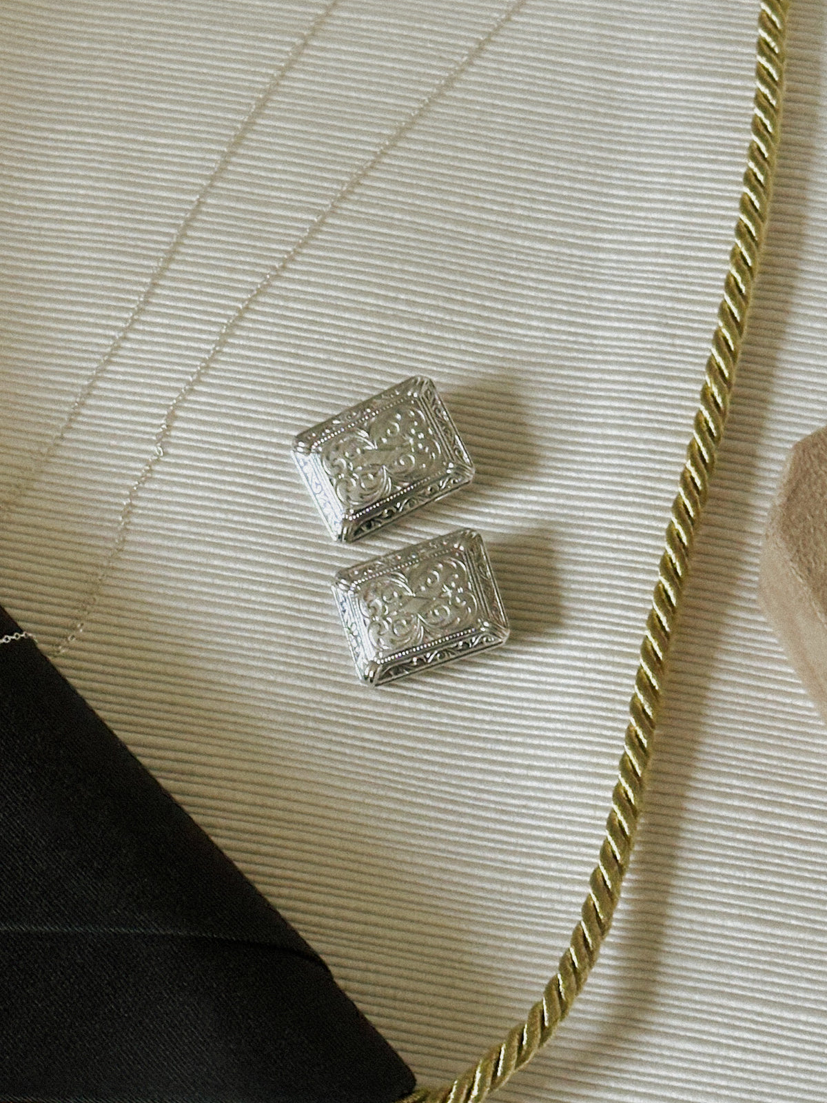 Silver Tone Rectangular Earrings