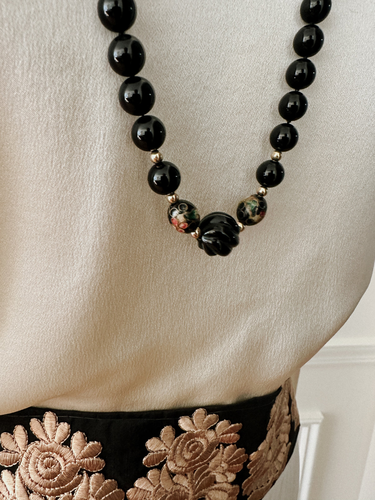 Black Onyx Beaded Necklace