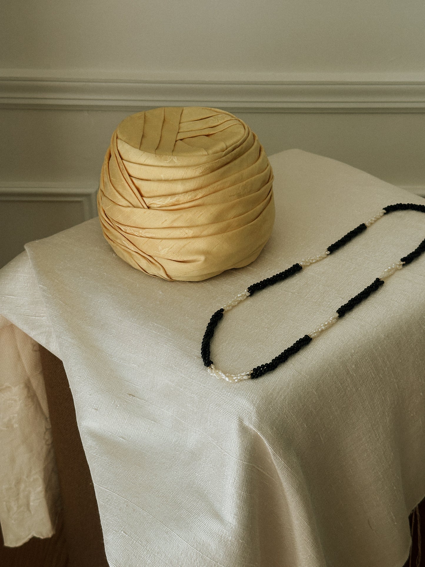 Honey Gold Jacquard Turban Hat