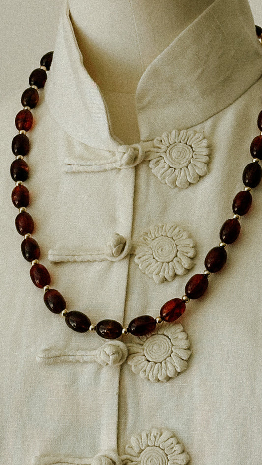 Tortoiseshell Lucite Bead Necklace 