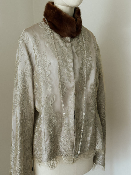 Balmain Lace & Fur Jacket 