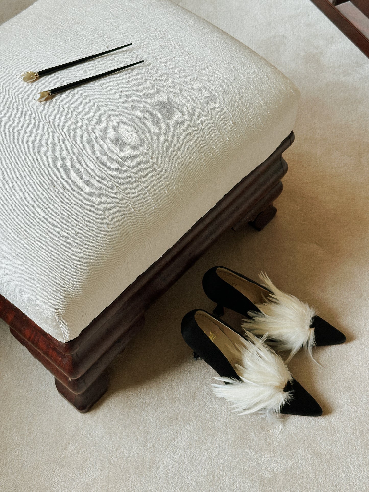 1980s Black Lacquer Hair Pins