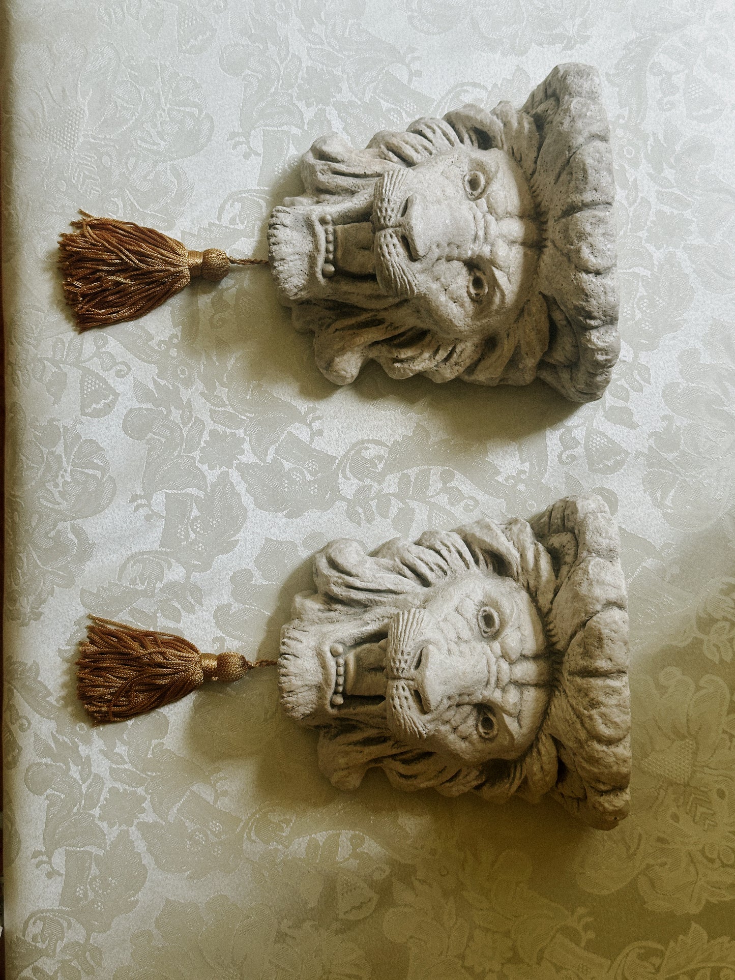 Lion’s Head Plaster Wall Shelves, Pair  