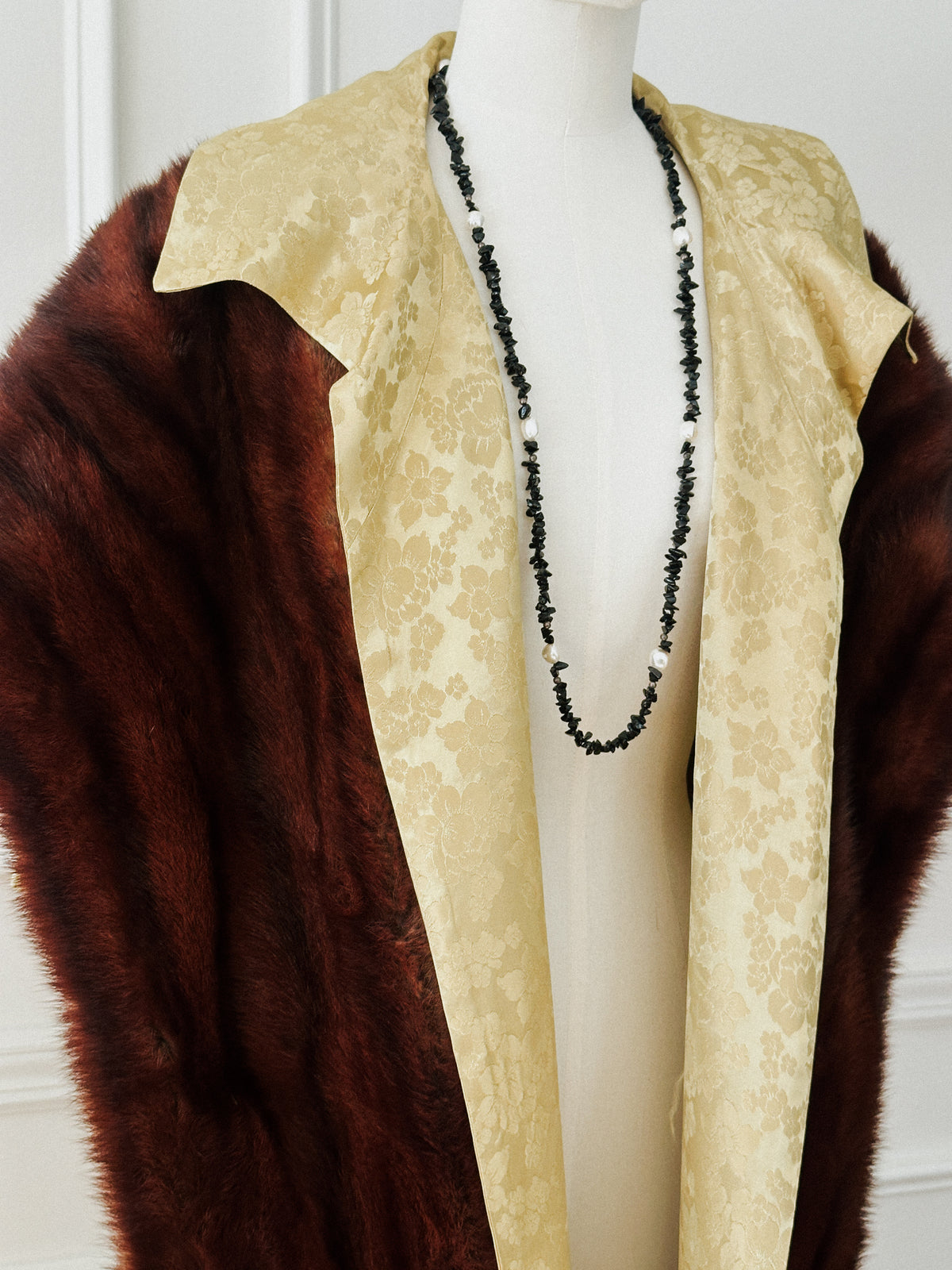 Gold Floral Satin Brocade Coat