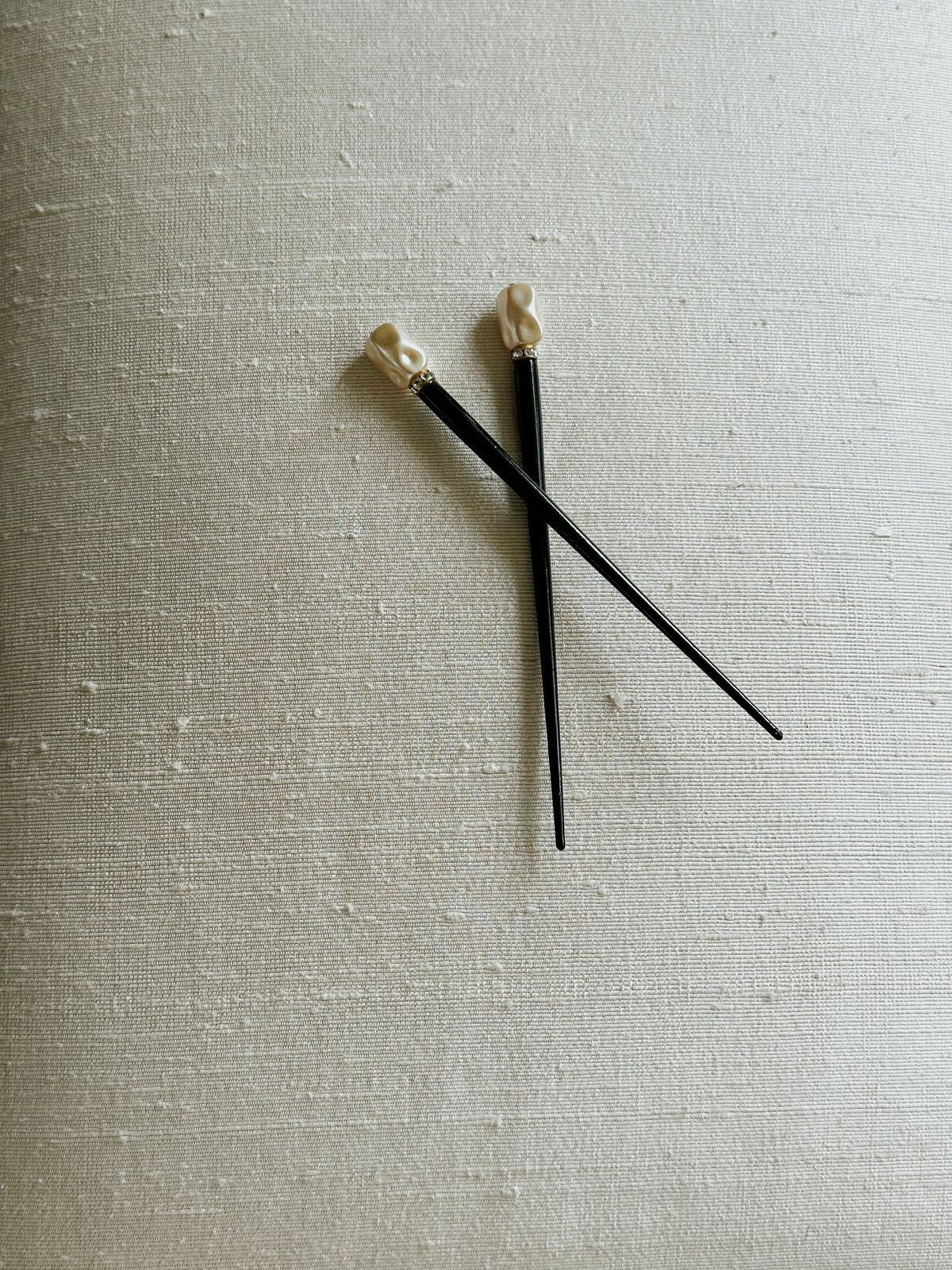 1980s Black Lacquer Hair Pins