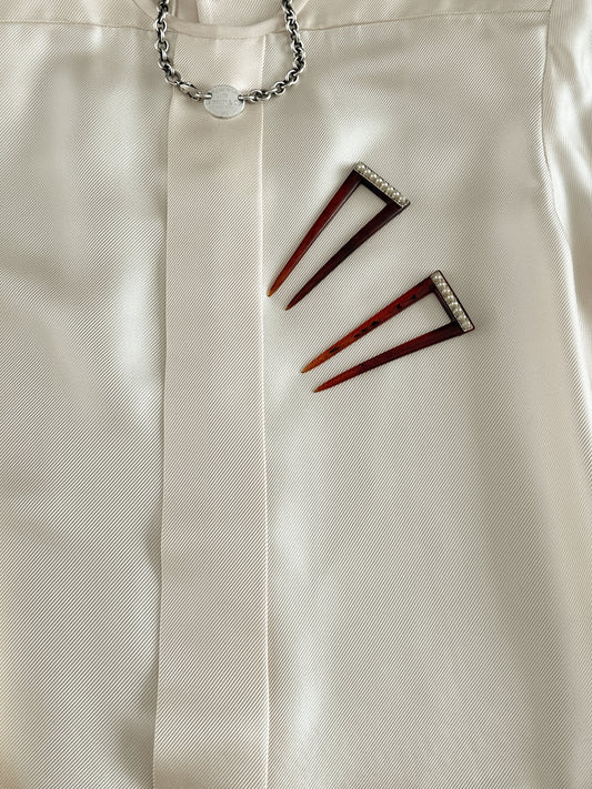 Pair of Tortoise Shell French Hair Pins 