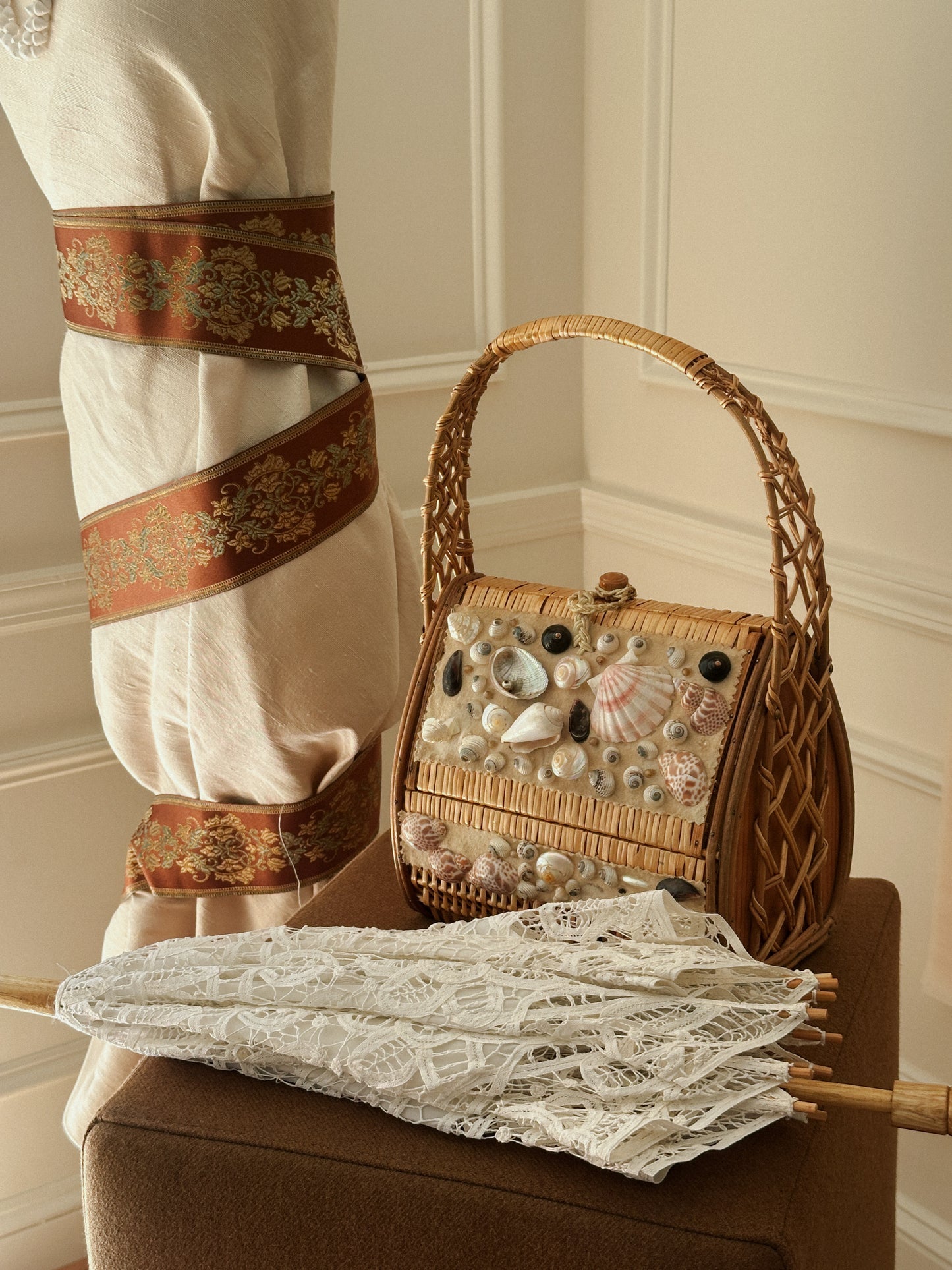 Lace and Wood Sun Umbrella